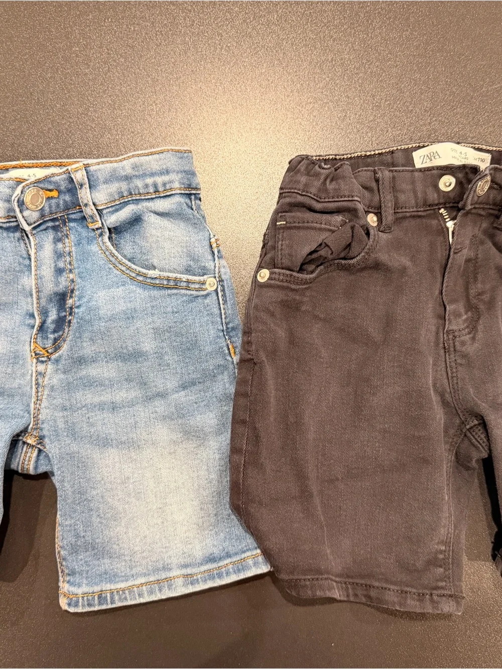 ZARA Light Blue & Black Kids Denim Shorts Duo size 4-5